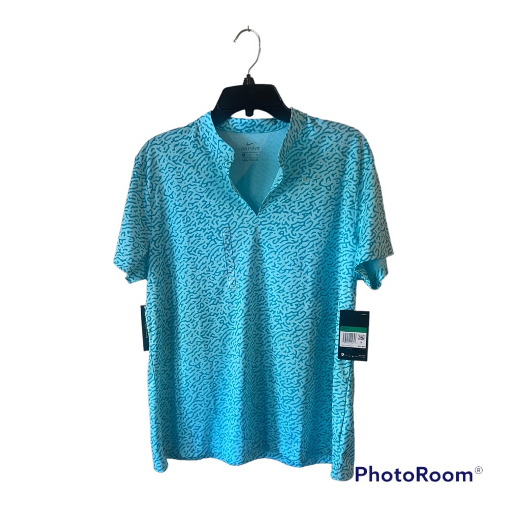 NWT Nike Dry Golf Womens Polo! XL Teal turquoise green blue v-neck Dri Standard